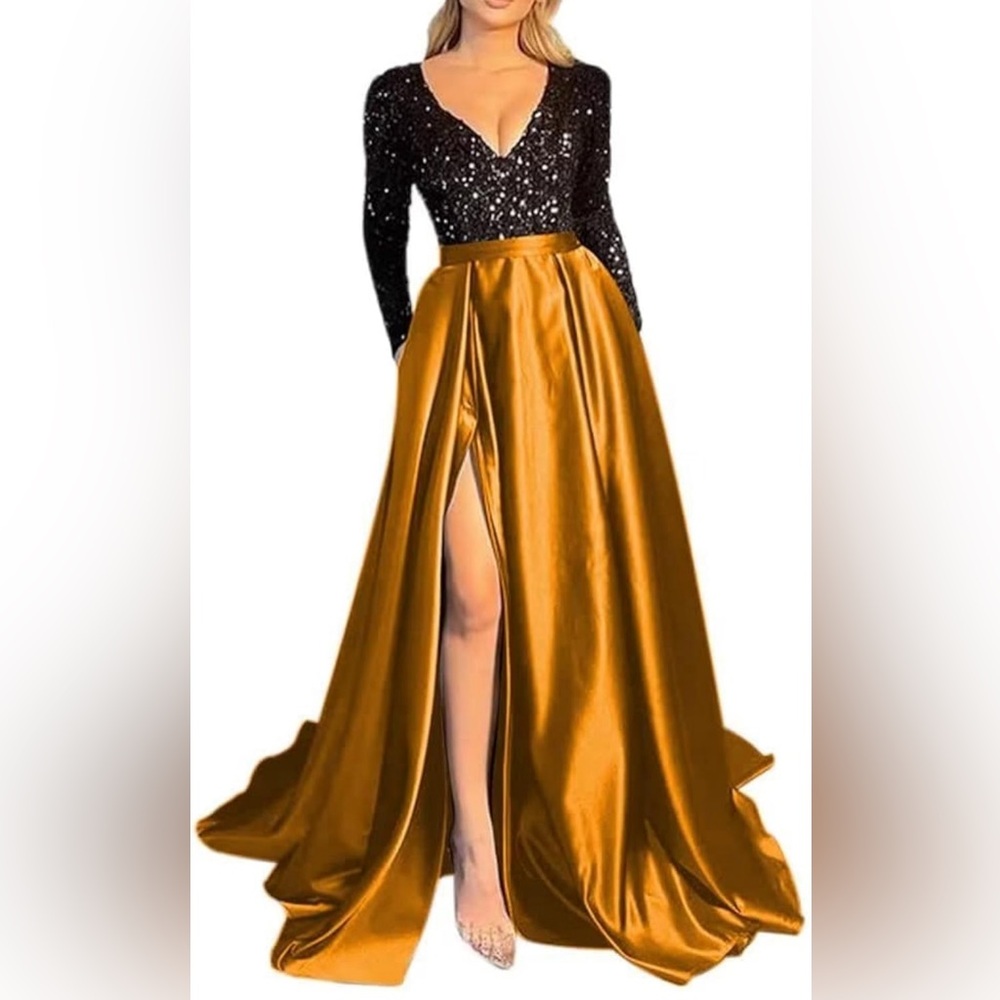 Gown- Black sequin top / Gold bottom